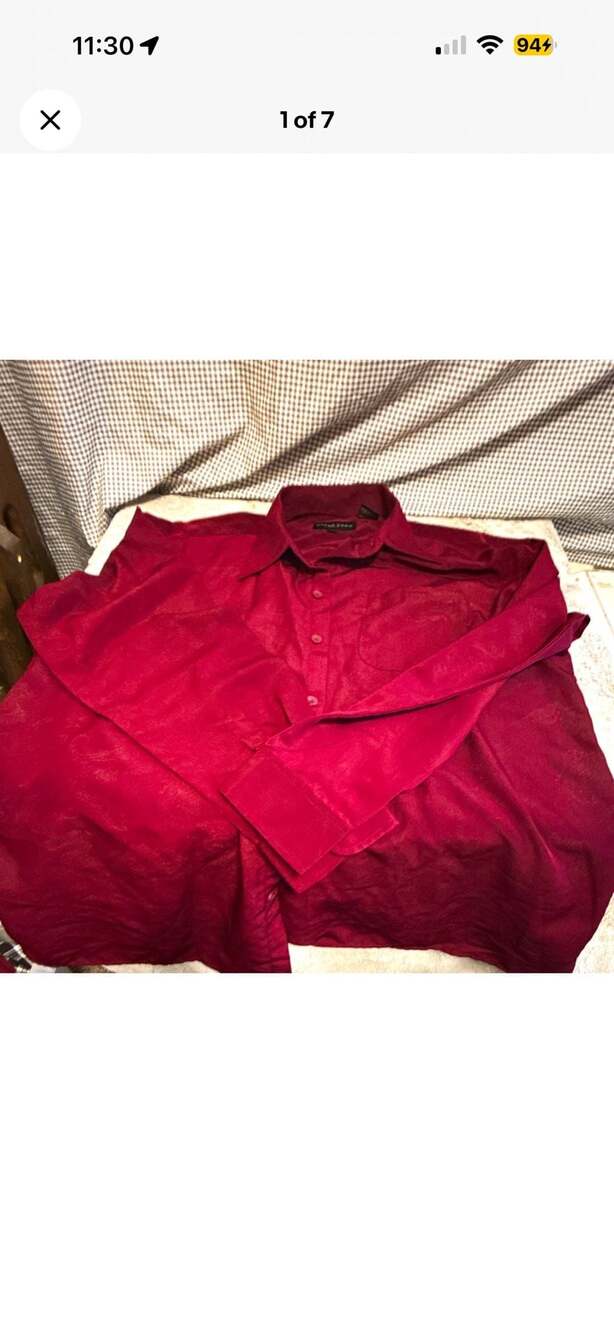 Mondo Uomo Red Long Sleeve Button Up Dress Shirt, Size XL